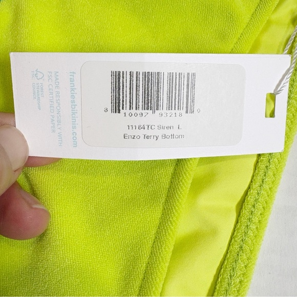 Frankies Bikinis Siren Enzo Terry Bottom Size Large New NWT Neon Green Blue - Picture 7 of 10